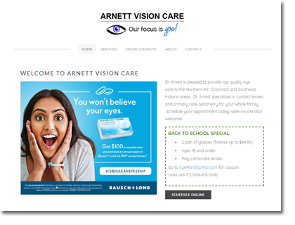 Arnett Vision Care -  lange digital portfolio